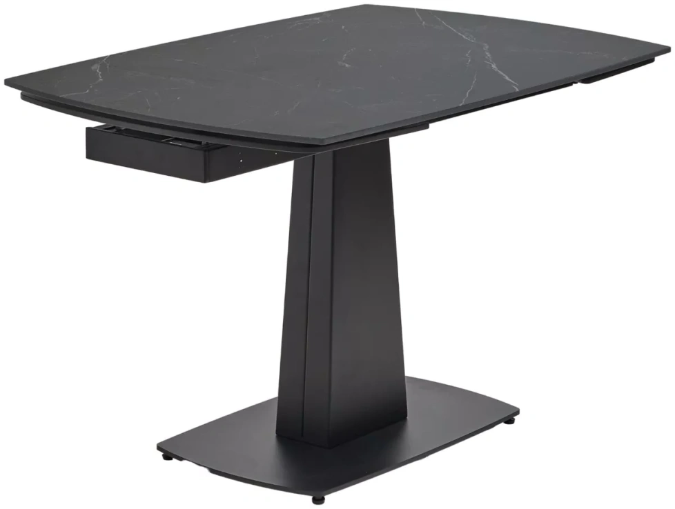 Кухонный раздвижной стол Balde 120, Matt Black Marble Solid Ceramic, Black