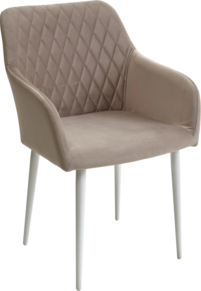 Стул Brandy-X, мягкий, Латте #25, белый каркас, велюр