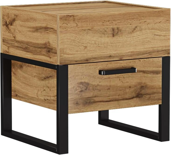 Прикроватная тумба Iris, металл дуб вотан / черный муар