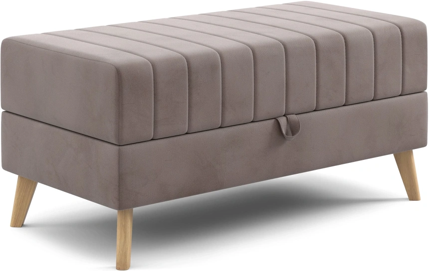 Банкетка Норд, мягкая, с ящиком, ткань альба мокко