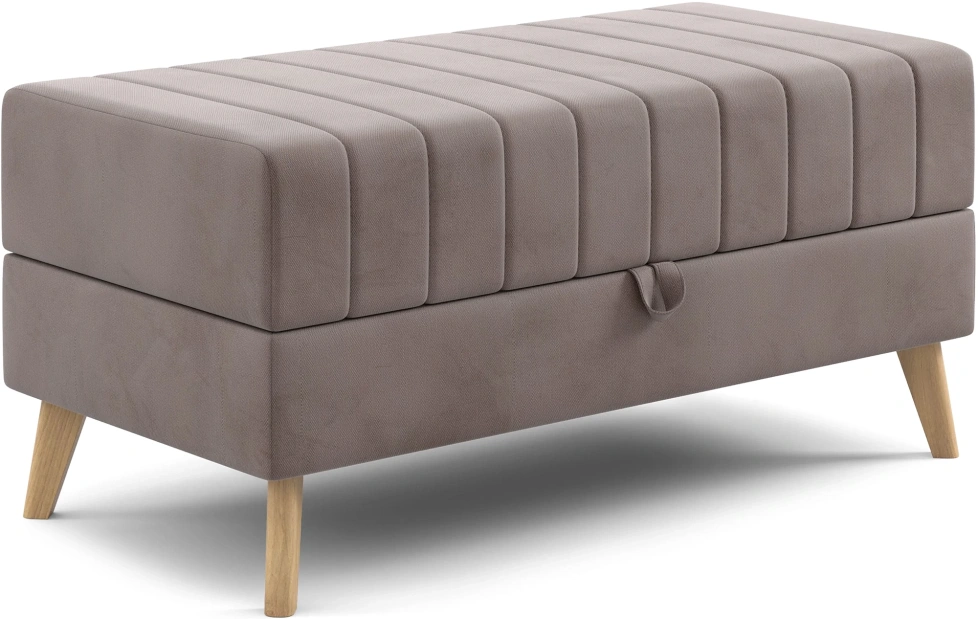 Банкетка Норд, мягкая, с ящиком, ткань альба мокко