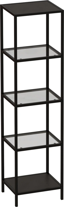 Стеллаж Нора 46, со стеклянными полками, черный