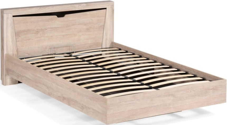 Двуспальная кровать Магантия, 160x200, с ПМ, парящая, дуб баррик