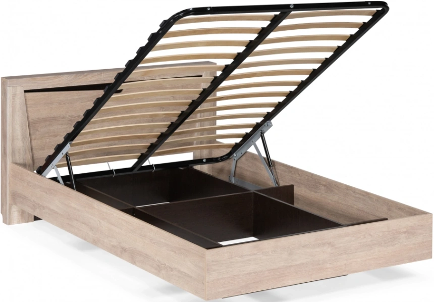 Двуспальная кровать Магантия, 160x200, с ПМ, парящая, дуб баррик