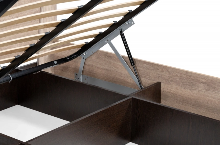 Двуспальная кровать Магантия, 160x200, с ПМ, парящая, дуб баррик