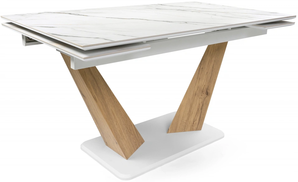 Кухонный стол раздвижной Кели, 140(200), керамика, дуб монтана / белый