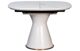 Обеденный раздвижной стол 77IP-DT878, 110(150), керамика, белый мрамор / белый