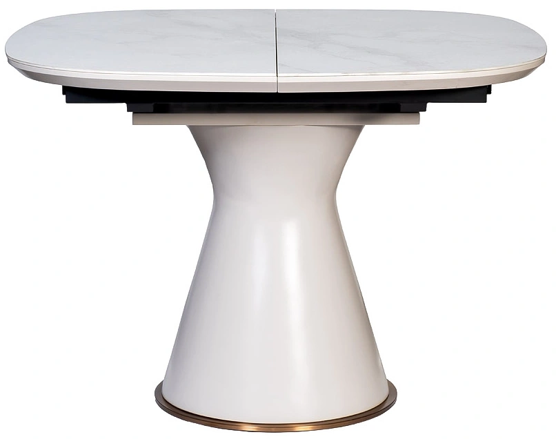 Обеденный раздвижной стол 77IP-DT878, 110(150), керамика, белый мрамор / белый