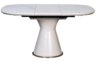 Обеденный раздвижной стол 77IP-DT878, 110(150), керамика, белый мрамор / белый