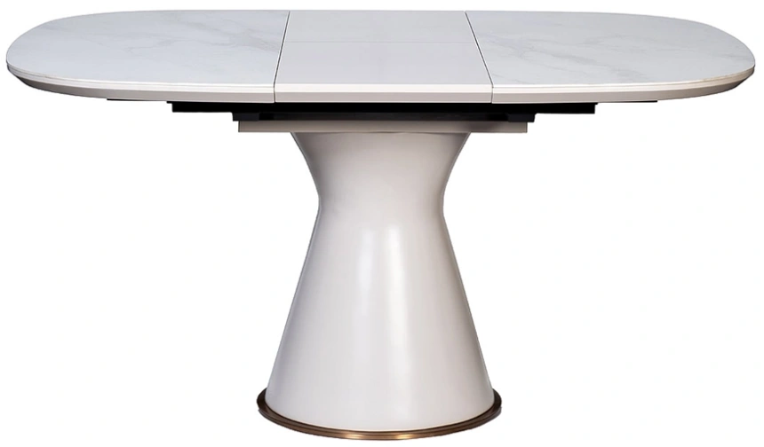 Обеденный раздвижной стол 77IP-DT878, 110(150), керамика, белый мрамор / белый