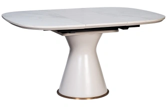 Обеденный раздвижной стол 77IP-DT878, 110(150), керамика, белый мрамор / белый