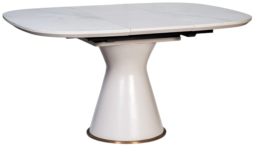Обеденный раздвижной стол 77IP-DT878, 110(150), керамика, белый мрамор / белый