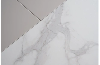 Обеденный раздвижной стол 77IP-DT878, 110(150), керамика, белый мрамор / белый