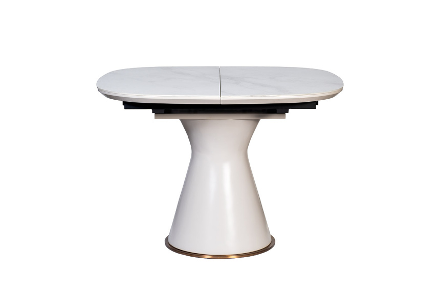 Обеденный раздвижной стол 77IP-DT878, 110(150), керамика, белый мрамор / белый