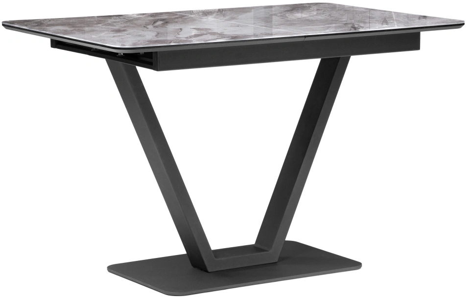 Кухонный раздвижной стол Бугун, 120(160)x80x77, мрамор серый / черный