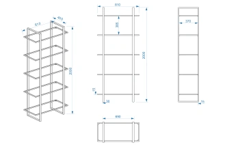 Стеллаж 47ED-00401, со стеклянными полками, золото