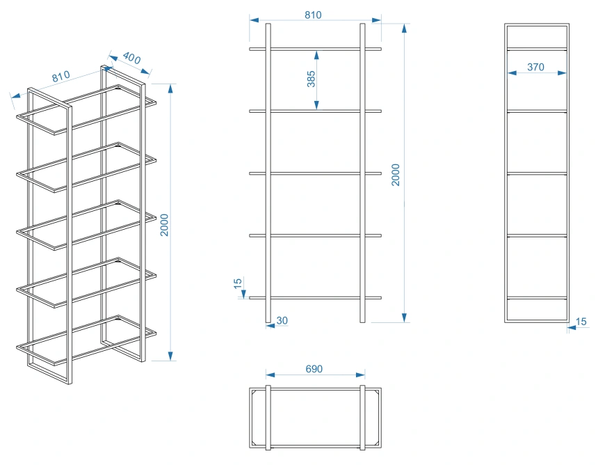Стеллаж 47ED-00401, со стеклянными полками, золото