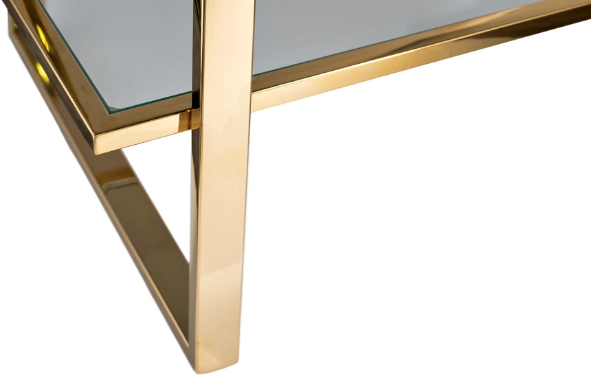 Стеллаж 47ED-00401, со стеклянными полками, золото