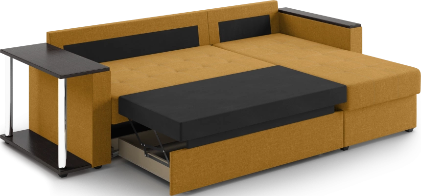 Диван угловой Атланта, модель 110, Savana Plus yellow (соломенный) / венге