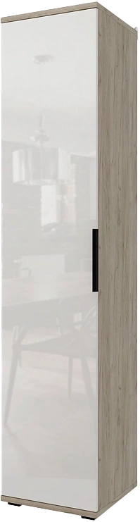 Шкаф пенал Альянс, однодверный, Дуб крафт / Белый глянец