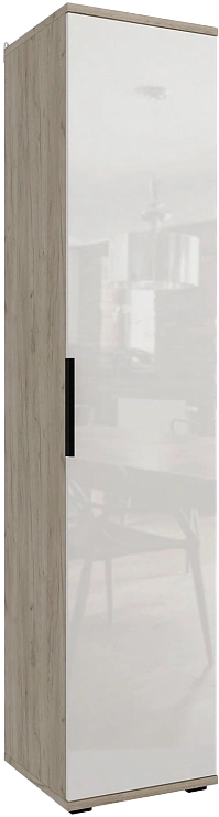 Шкаф пенал Альянс, однодверный, Дуб крафт / Белый глянец