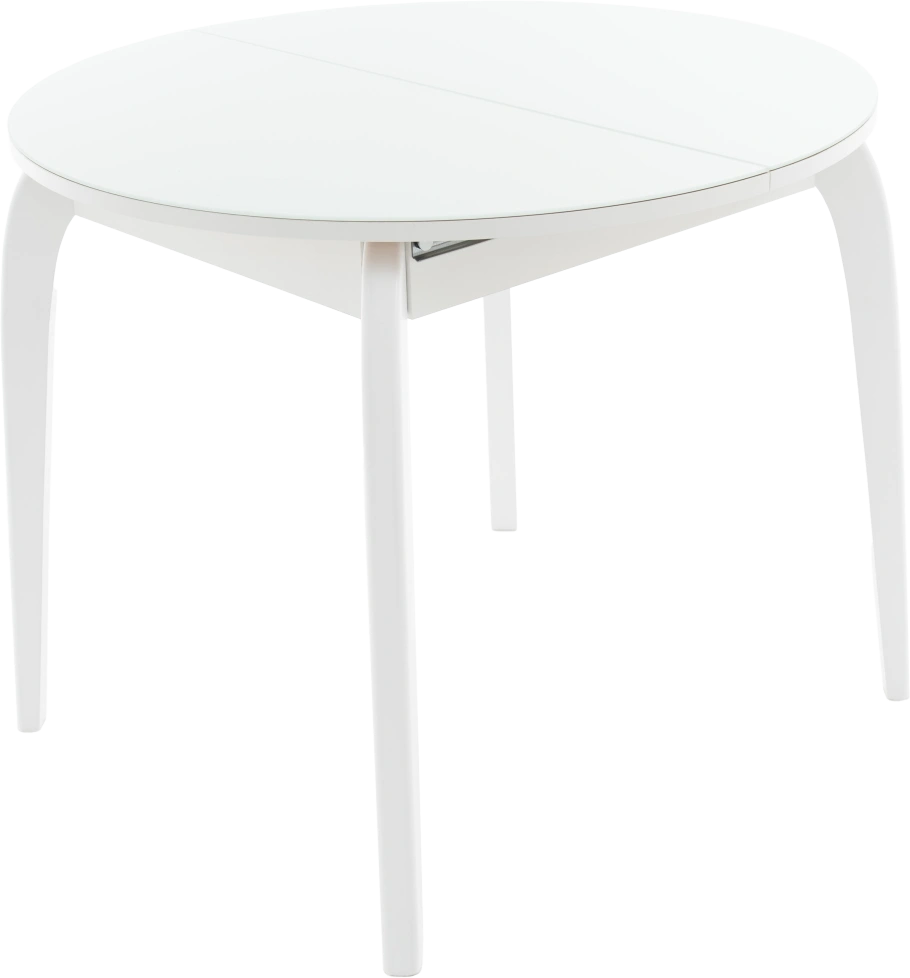 Кухонный стол Ривьера, круг, белый, стекло, каркас белый
