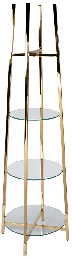 Стеллаж 47ED-00501, со стеклянными полками, золото