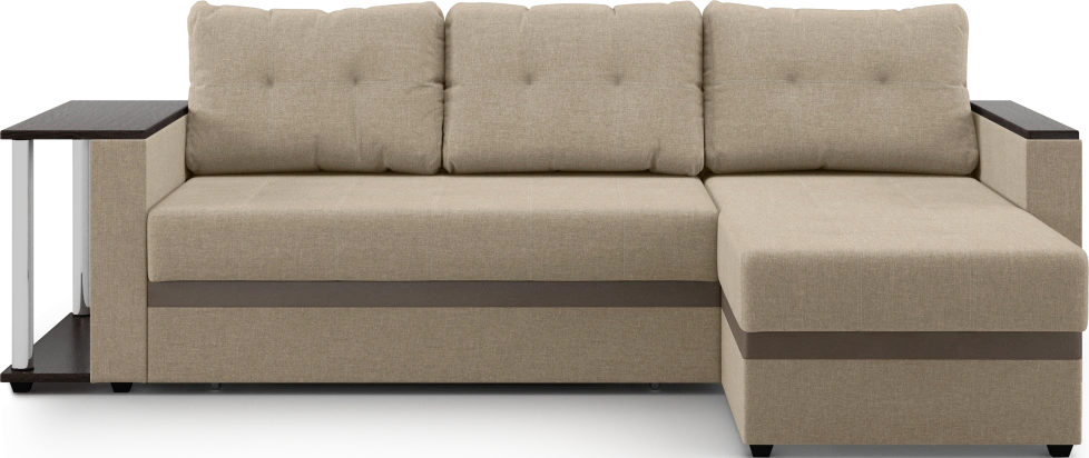 Диван угловой Атланта, модель 110, Savana Camel (бежевый) / ECOstile Chocolate / венге