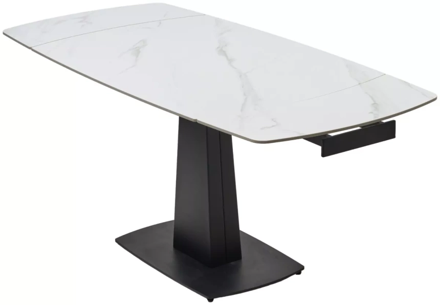 Кухонный раздвижной стол Balde 120, Matt  White Marble Solid Ceramic, Black