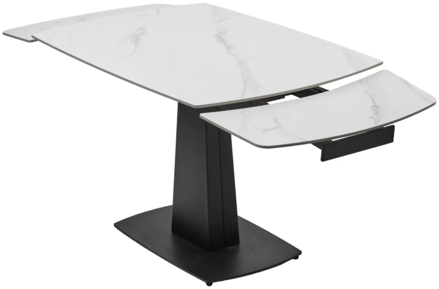 Кухонный раздвижной стол Balde 120, Matt  White Marble Solid Ceramic, Black