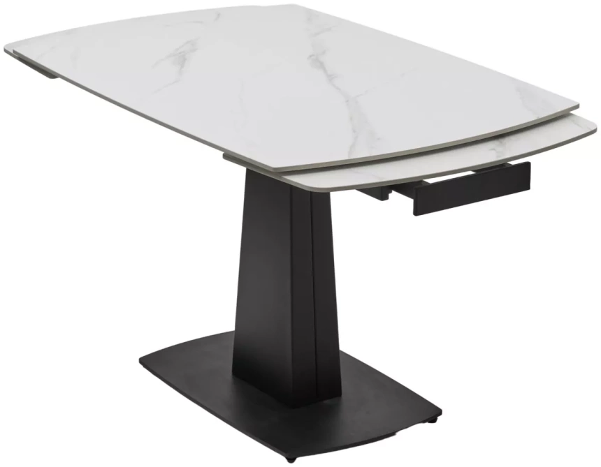 Кухонный раздвижной стол Balde 120, Matt  White Marble Solid Ceramic, Black