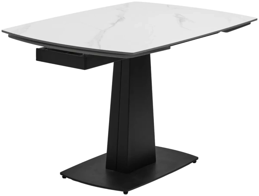 Кухонный раздвижной стол Balde 120, Matt  White Marble Solid Ceramic, Black