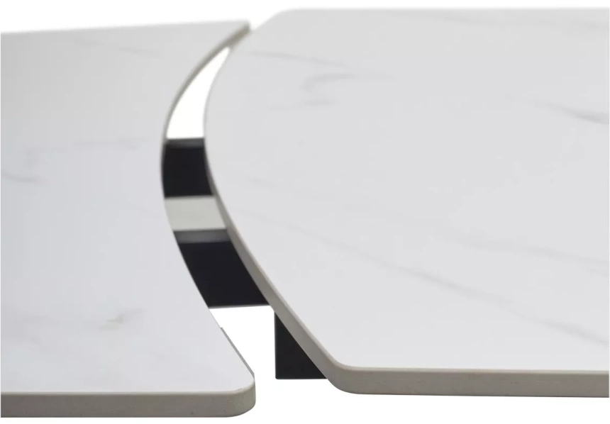 Кухонный раздвижной стол Balde 120, Matt  White Marble Solid Ceramic, Black