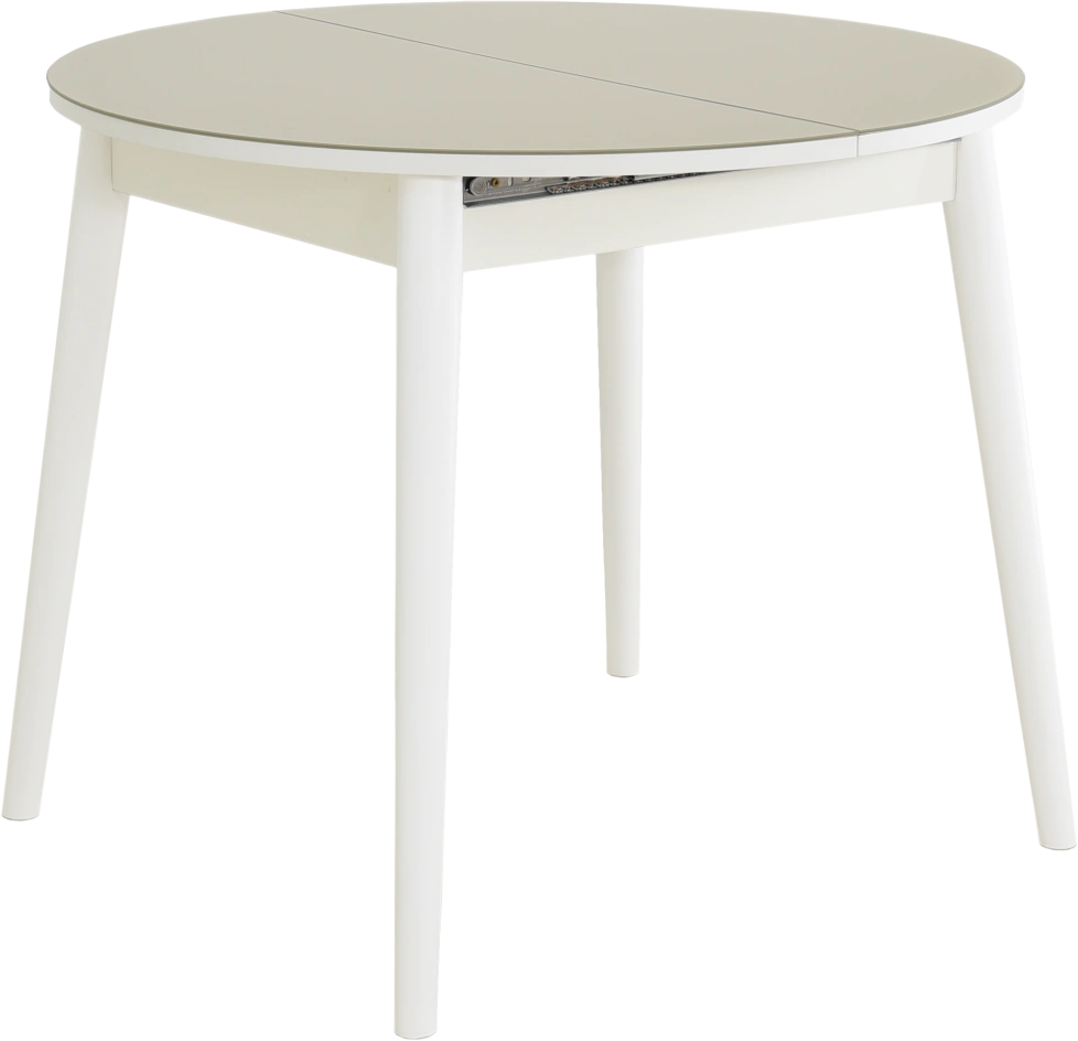 Кухонный стол Ривьера, круг, капучино, стекло, каркас белый