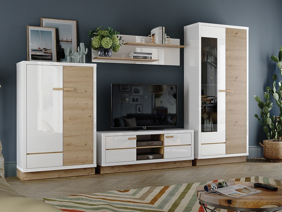 Модульная гостиная Балтимор 1, дуб дикий / белый