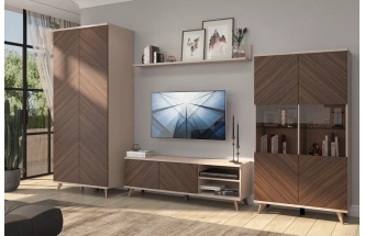 Гостиная модульная Хармони 1, Бежевый / Древесный