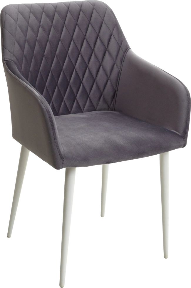 Стул Brandy-X, мягкий, Серый #27, велюр, белый каркас