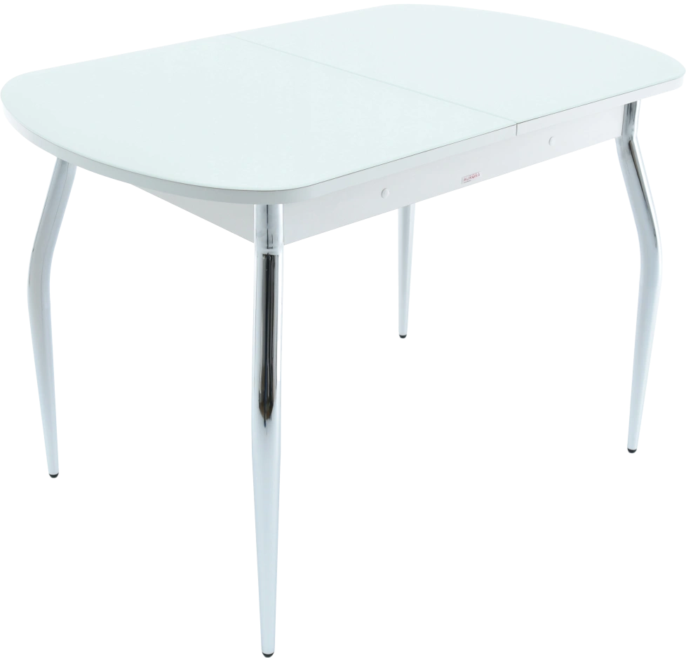 Кухонный стол Ривьера, белый, стекло СВ, каркас хром
