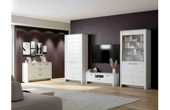 Тумба под ТВ Мальта, с полками и ящиком, дуб винтерберг