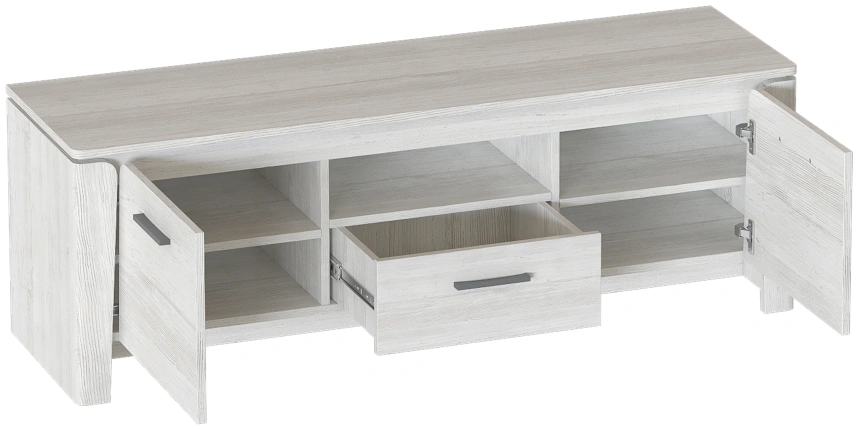 Тумба под ТВ Мальта, с полками и ящиком, дуб винтерберг
