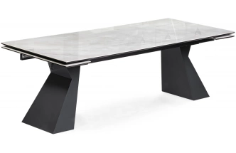 Обеденный раздвижной стол Денхольм, 240(290)х100х75, керамика, rystal onyx bianco / черный