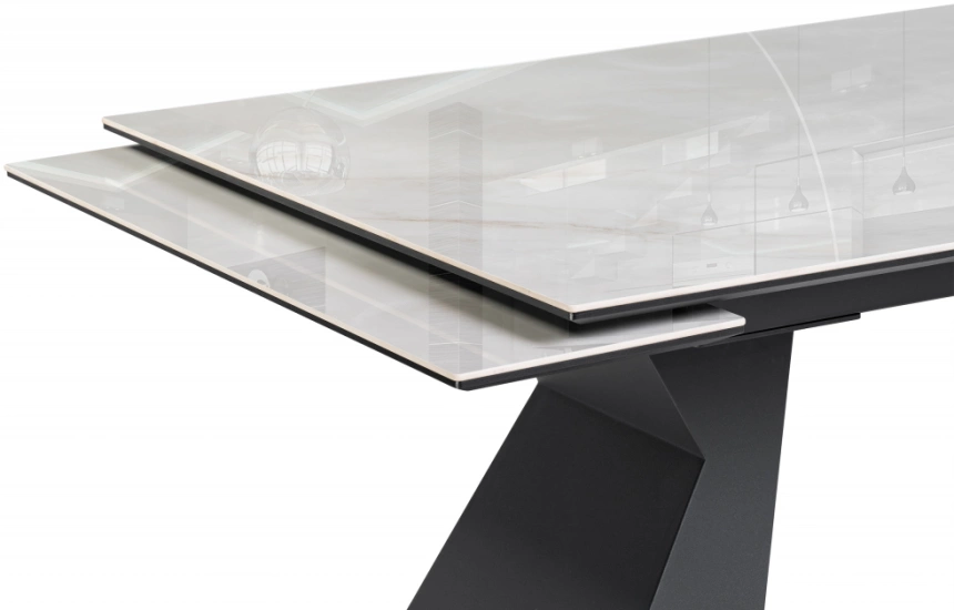 Обеденный раздвижной стол Денхольм, 240(290)х100х75, керамика, rystal onyx bianco / черный