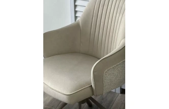 Стул Rikard, поворотный, кремовый Riely-111 / Present-120, шенилл - велюр, латте каркас