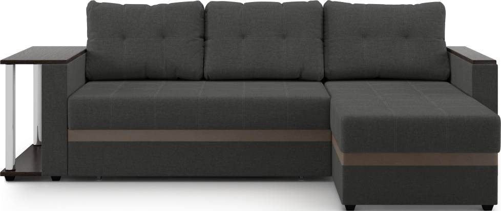 Диван угловой Атланта, модель 110, Savana Grey (серый) / ECOstile Chocolate / венге