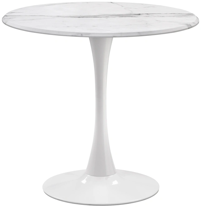 Кухонный стол Тулип, 90x73, МДФ, мрамор белый / белый
