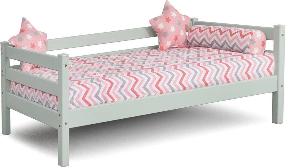 Кровать детская Соня-2, с задней защитой, зеленый