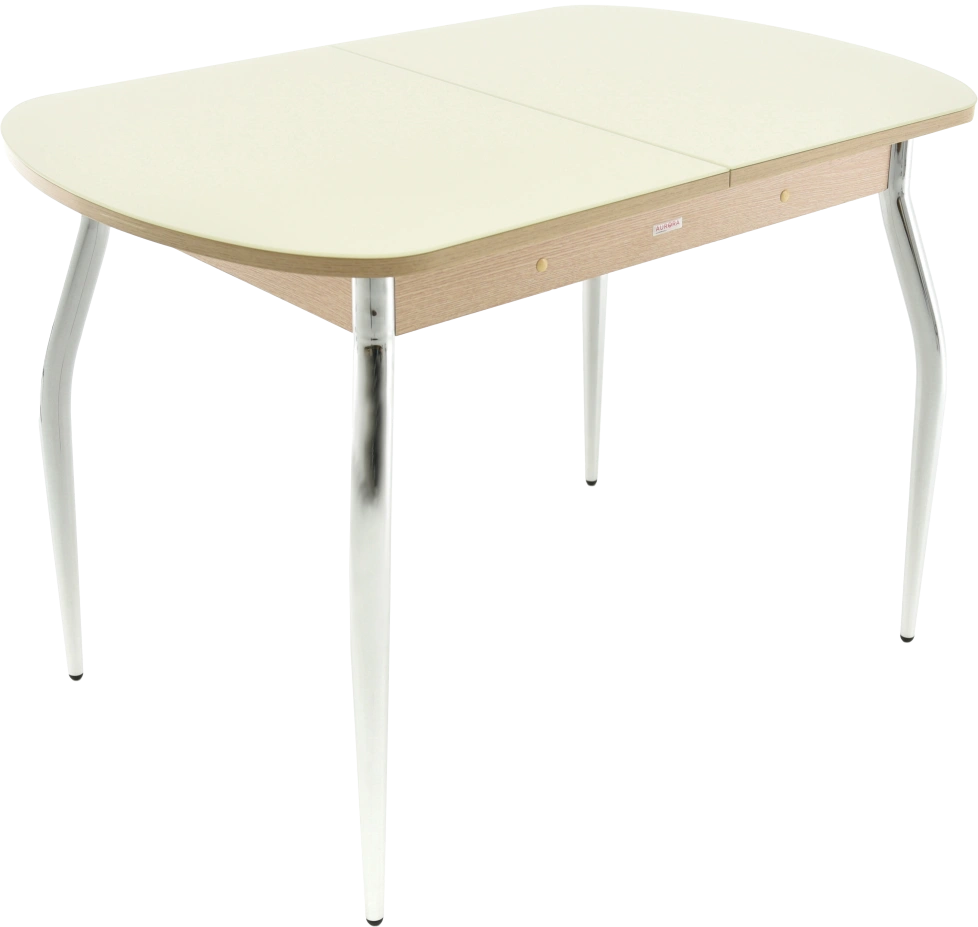 Кухонный стол Ривьера, молочный, стекло СВ, каркас хром