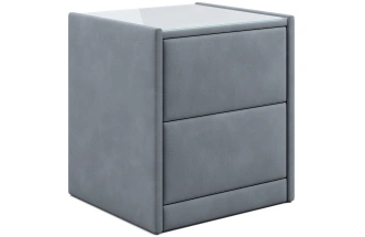 Тумба прикроватная Аризона, мягкая, с ящиками, велюр, альба темно-серый