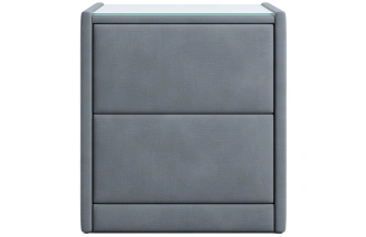 Тумба прикроватная Аризона, мягкая, с ящиками, велюр, альба темно-серый