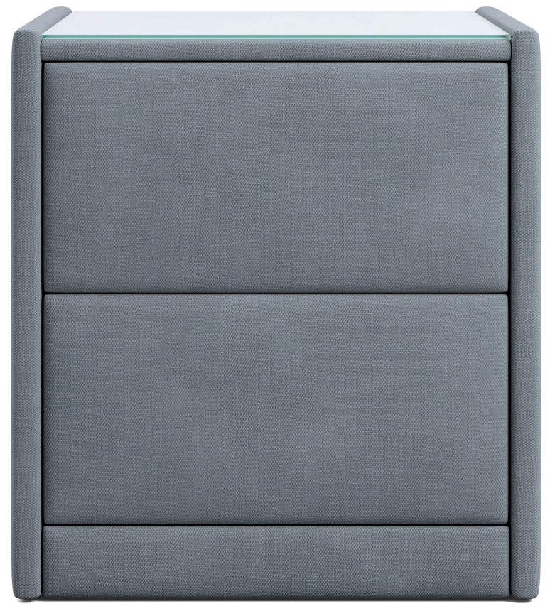 Тумба прикроватная Аризона, мягкая, с ящиками, велюр, альба темно-серый